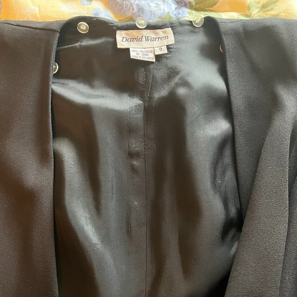 David Warren Black Wrap Dress w/Removable White Collar -  8 - Picture 2 of 8